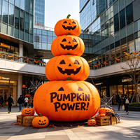 Tour géante gonflable de quatre citrouilles empilées en tissu Oxford pour décoration d'Halloween, idéale pour les événements extérieurs, jardins et fêtes