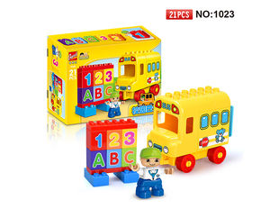 Autobús escolar de aprendizaje temprano con número de alfabeto bloque de enseñanza ladrillos bloques de construcción de plástico educativo preescolar - Product Image 2