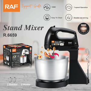 Batidora <span class=keywords><strong>de</strong></span> Pedestal RAF R.6659, 150W, 2.8L, 7 Velocidades, Doble <span class=keywords><strong>Varilla</strong></span> Mezcladora, 2 Batidores, 2 Ganchos para <span class=keywords><strong>Amasar</strong></span>, Fácil <span class=keywords><strong>de</strong></span> Limpiar, Electrodoméstico <span class=keywords><strong>de</strong></span> Cocina para Repostería Casera - Product Image 2