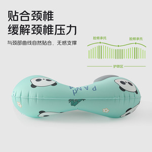 Almohada de Viaje Inflable en Forma de U de Seda de Hielo, Almohada Portátil de Soporte para el Cuello con Estampado de Animales para Usar en Aviones - Product Image 5