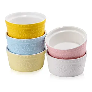 Ev mutfak yuvarlak kek ramekin kişiselleştirilmiş ucuz seramik bakeware seramik kase fincan çanak porselen Ramekin