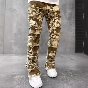 Jeans <span class=keywords><strong>skinny</strong></span> empilés pour hommes - Style Y2K Harajuku, pantalon en denim déchiré à taille haute - Product Image 3
