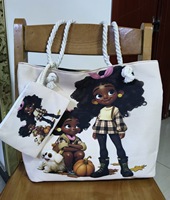 Sac fourre-tout de plage rétro en toile classique, grande capacité, imprimé dessin animé, doublure polyester, fermeture éclair, pratique pour l'extérieur, collection 2026