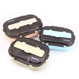Food Storage Plastic Steel 2 or 3 Compartment Lunch Box Children Dining Room Compartment Bento