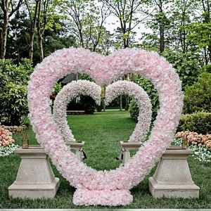 Witte Roze Blauwe Rozen Hortensia Zijden Hartvormige Bloemen Langdurige Aanzoek Hartvormige Stand Bruiloft Boog Bloemstuk Podiumdecoratie - Product Image 3