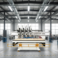 Máquina Fresadora CNC para Madera de 4 Ejes y Múltiples Cabezales, 4 Husillos, Control Syntec, Servo de 9kw, Alta Rigidez, Área de Trabajo de 2000x5000mm