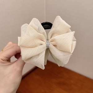 Barrette à cheveux en maille haut de gamme avec strass et nœud <span class=keywords><strong>papillon</strong></span> pour femmes aux cheveux fins, <span class=keywords><strong>coiffure</strong></span> élégante mi-haute, clip en maille bouffante en dentelle - Product Image 3