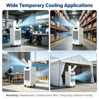 Refroidisseur d'air portable industriel 12000 BTU 2,7 kW, climatiseur portable temporaire pour atelier, entrepôt, tente, événement, construction
