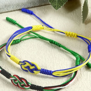 Pulseras de Nudos de la Suerte Ajustables Hechas a Mano, Colores de la Bandera de México, Pulsera de Hilo Tibetano - Product Image 6
