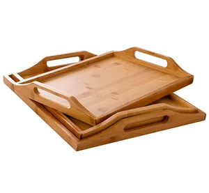 Set Of 3 Bamboo Snack Serving Trays Luxury Serving Food Trays Wholesale Serving Trays For Food