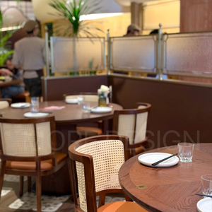Sedia da Pranzo <span class=keywords><strong>in</strong></span> <span class=keywords><strong>Legno</strong></span> e Rattan Antico con Schienale Ergonomico Curvo per Ristoranti - Product Image 4