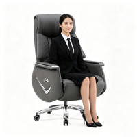 Chaise de bureau de direction à dossier haut avec repose-pieds, chaise de patron inclinable en cuir PU pour bureau de direction