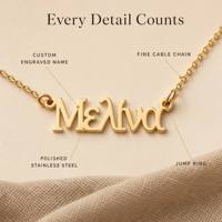 Collier avec nom personnalisé en acier inoxydable, pendentif plaque nominative hypoallergénique doré, cadeau personnalisé