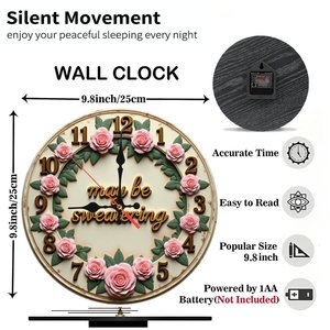 Round Wooden Wall <b>Clock</b> 25cm Quiet Quartz <b>Movement</b> Household Decor Easy Installation - Product Image 6