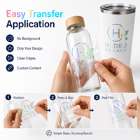 Étiquettes autocollantes personnalisées en transfert UVDTF holographique, décalcomanies avec logo personnalisé pour l'emballage en verre, plastique et métal
