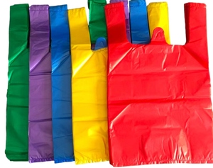 Bolsas de supermercado y tienda de comestibles al por mayor, desechables, biodegradables, de HDPE/LDPE, con asa tipo camiseta, para uso doméstico, con certificación ISO - Product Image 6