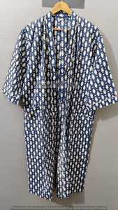 Bata Kimono de Algodón 100% para Mujer con Estampado de Bloques y Peces, Estilo Boho, Ideal para Festivales y Descanso - Product Image 3