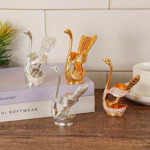 Factory Stock <strong>Swan</strong> Fruit Fork Storage Kitchen Creative Alloy Craft Tableware Gold and Silver Spoon Set Minimalist <strong>Nordic</strong> Design - Product Image 1