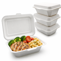 Boîte à lunch 100% biodégradable en pulpe de bagasse, conteneur alimentaire jetable en canne à sucre 600ml
