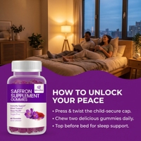 Gummies au safran Qbioflex en marque privée, compléments de safran 10-en-1 pour enfants et adultes, favorisent la tranquillité d'esprit, la concentration et le sommeil