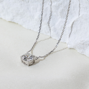 Pronta per la Spedizione, Ottimo Prezzo MSN-961 Collana con Pendente in Oro 9K e Diamante Coltivato in Laboratorio Taglio Rotondo - Product Image 4