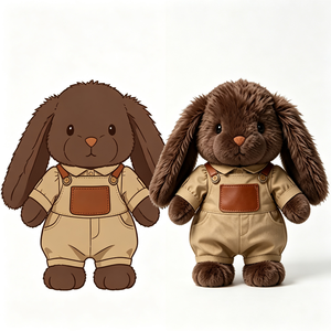 Peluche <span class=keywords><strong>Coniglio</strong></span> Personalizzato, Morbido Pupazzo con Orecchie Cadenti, Vestito con Salopette Color Kaki, Simpatico Peluche Marrone per Bambini, Regalo, Giocattolo di Peluche a Forma di <span class=keywords><strong>Coniglio</strong></span> - Product Image 3