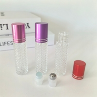 Flacon roll-on de 10 ml pour huiles essentielles, parfums et massages, avec bouchon à vis, compatible diffuseur à bâtonnets, flacon en verre vide