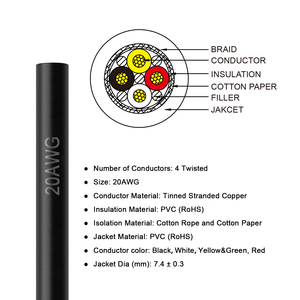 สายเคเบิลแบบป้องกัน4แกนสำหรับเครื่องเราเตอร์ CNC สายเคเบิล20AWG UL2464จากเฉินหัวเจียง - Product Image 2