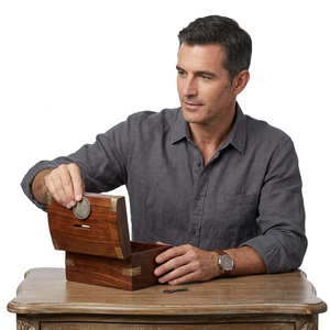 Tirelire en bois sécurisée avec serrure à clé, marron, avec logo personnalisé pour cadeau d'enfant - Respectueuse de l'environnement - Product Image 4