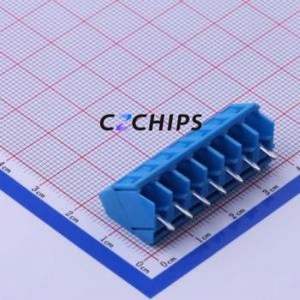 DB103-5.0-7P-BU-S Screw Terminal Block Through hole Component (THT),P=5mm Connector 1x7P 5mm Blue Through Hole - Product Image 2