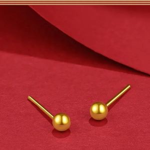 Pendientes de Oro Real de 24K, 999, con Cuentas de 5mm, 5G, para Mujer, Diseño 3D de Bola Dura, Marca Xinfly - Product Image 5