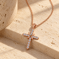Collier croix ARNAN pour femme, design entrecroisé, pendentif entièrement pavé de zircons, plaqué multicolore, bijoux de mode, cadeaux en gros