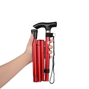 Canne pliante à cinq sections, poignée réglable en alliage d'aluminium, bâton de marche portable antidérapant pour personnes âgées, randonnée en plein air - Product Image 5