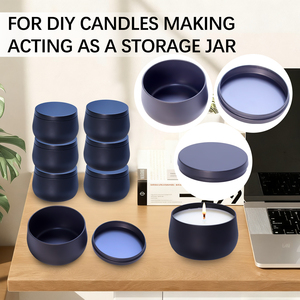Paquete de 24 Latas Metálicas Negras Mate de 8oz para Velas con Tapa, Frascos para Velas, Se Puede Personalizar con Logotipo, Envases Redondos Vacíos para Velas, Aptos para Envasar Cera - Product Image 6