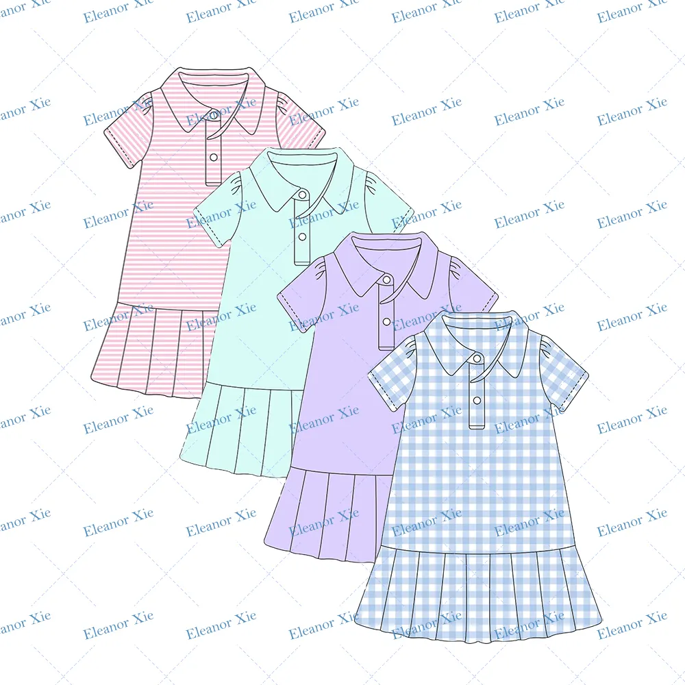 Robes pour bébés et enfants tennis en coton à col polo avec étiquette personnalisée Robe à manches courtes pour petites filles