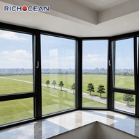 Ventanas Abatibles de Aluminio Insonorizadas para Villas Personalizadas RICHOCEAN, Ventana de Vidrio Doble Aislante con Rotura de Puente Térmico