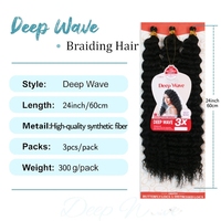Cheveux synthétiques pour tresses au crochet Ocean Wave 3X Deep Wave 300g - Cheveux ondulés et bouclés pour tresses bohèmes - Fibre haute température