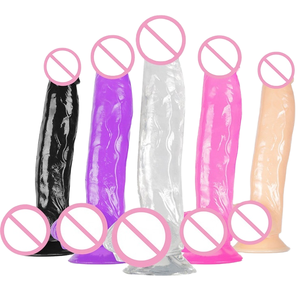 Renkli yapay kristal gerçekçi tasarım yumuşak silikon malzeme ile kadın doğal kauçuk yapay penis - Product Image 3