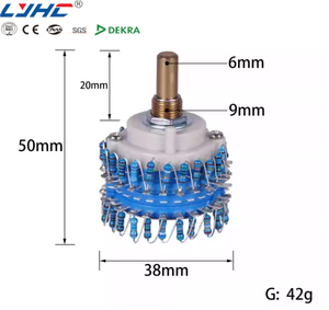 <span class=keywords><strong>Interruptor</strong></span> Rotatorio de Eje Metálico Personalizado con Terminales PCB, <span class=keywords><strong>Atenuador</strong></span> de Volumen de Audio para Amplificador de Tubos, <span class=keywords><strong>Interruptor</strong></span> Rotatorio Sin Cortocircuitos - Product Image 3