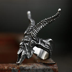 SS8-838R 2024ใหม่แหวนสแตนเลสสตีลเขากวางหัวกะโหลกแกะปีศาจเครื่องประดับพังค์โกธิคคุณภาพสูง - Product Image 2