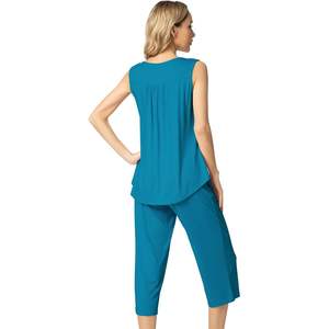Conjunto de Pijama sin Mangas para Mujer, Personalizado, de Viscosa de Bambú, Pantalones Capri, Camiseta sin Mangas, Ropa de Dormir Fresca, Conjunto Casual de Dos Piezas - Product Image 2