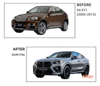 Kit de Carrocería para BMW X6 E71 2006-2013, Conversión a Modelo G06 LCI X6M F96, Ensamblaje de Parachoques Delantero, Rejilla Central, Guardabarros, Faldones Laterales