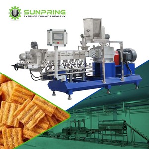 Machine à fabriquer des snacks de maïs SunPring, machine extrudeuse double de qualité supérieure, ligne de production de cornets de maïs soufflé - Product Image 1