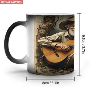 Mug réutilisable écologique noir givré 11oz en céramique sensible à la chaleur pour thé et café - Product Image 1