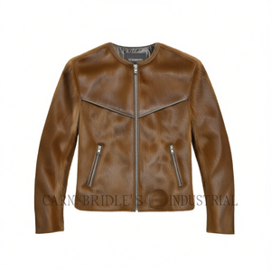 Blouson Western en Cuir de Vachette à Poils, Style Moto, Tendance Actuelle, Fait Main, Coupe-Vent et Respirant, Option Marron - Product Image 1