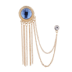 Neue Mode farbige Edelstein Fransen Pin Abzeichen Herren Anzug Brosche Luxus Blazer Kette Ornament Revers Brosche mit Quaste - Product Image 4