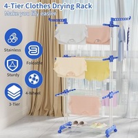 Tendedero de Ropa Multifuncional de Pie, Plegable, Móvil, para Interiores
