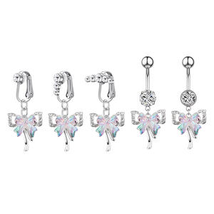 Mariposa Luna planeta colgando ombligo anillos CZ Clip <span class=keywords><strong>en</strong></span> pendiente no Piercing y acero inoxidable Piercing vientre Piercing joyería - Product Image 3