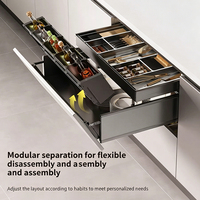 Organiseurs coulissants ajustables pour accessoires, étagère à épices, panier de rangement double couche coulissant en aluminium pour tiroir de cuisine