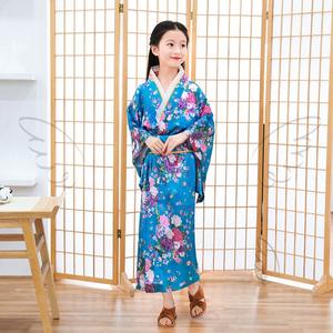 2023 tradicional japonés niños Kimono estilo Pavo Real Yukata vestido para niña chico Cosplay Japón <span class=keywords><strong>Haori</strong></span> disfraz <span class=keywords><strong>ropa</strong></span> asiática - Product Image 5